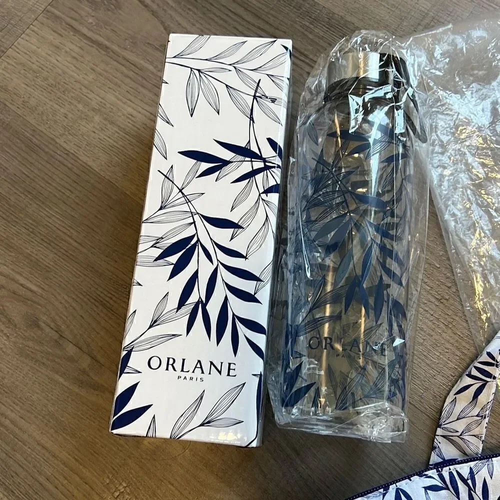 Orlane Paris Yoga Bowling Bag Workout Cosmetic Bag Blue White Floral New